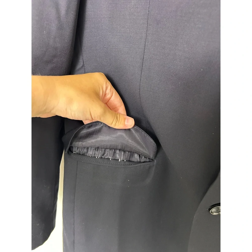 Calvin Klein Blazer Mens 40R Navy Blue Wool Two Button Suit Jacket Professional